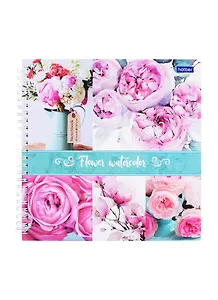 Скетчбук 210*210 80л "Цветочная акварель" 120г/м2, тв. обложка, широкая евроспираль