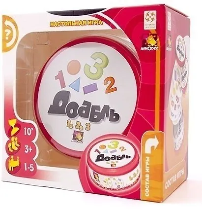 Игра настольная, Asmodee, Доббль: Цифры и формы (Spot It! Numbers & Shapes) 400540 — 1