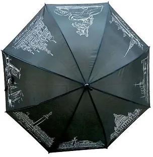 Сувенир, АКМ, Зонт трость полуавтомат СПБ черный, 35TA-01BL 318012