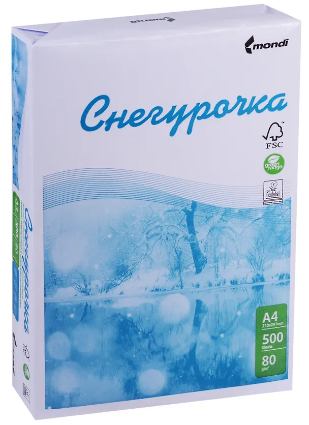 Бумага А4, 500 листов, «Снегурочка», Снегурочка 200113 — 2