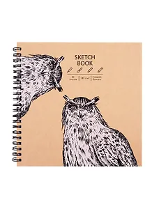 Скетчбук 190*190 30л "DRAFT and CRAFT. Дизайн 9", 180г/м2, обложка крафт картон, евроспираль