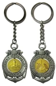 Сувенир, Акм, Брелок-якорь-тросик "Исаакиевский собор-Разводной мост", цвет античное олово