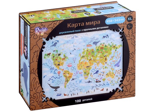 Деревянный пазл «Карта мира», с крупными деталями 3007821 — 1