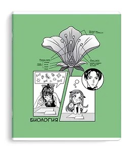 Тетрадь 48л кл. ТЕМА "Аниме" Биология мел.картон, ТВИН УФ-лак,справ.мат-лы
