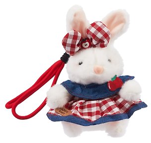 Брелок Кролик в платье красная клетка (белый) (иск.мех) (15см) (12-81039-202604_08) 3162944