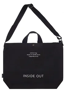 Сумка-шоппер с кнопкой Inside out (черная) (текстиль) (40х38) (12-11525-202411-BB3)