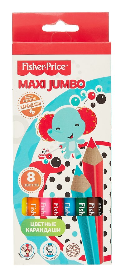 Карандаши цветные «MAXI Jumbo Mattel Fisher Price», Mattel, 8 цветов 332020 — 1