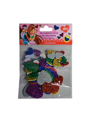 Материал для аппликации Сердечки из EVA с глиттером (MU80218-EVA/WFD) (60шт.) (WINX Club) (упаковка) 2393450