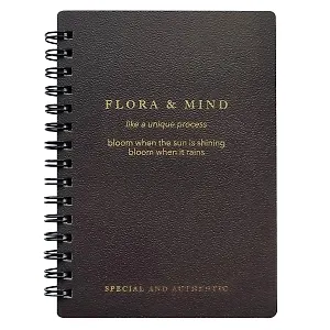 Блокнот 102*142 80л кл. &quot;Flora&quot;, черный, карт.обл., спираль, микротекстурирование, ламинация, тиснение золотой фольгой