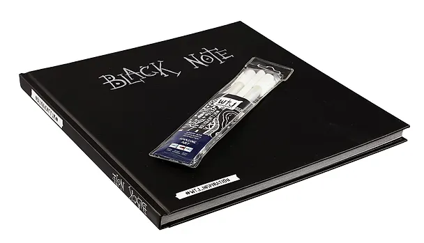 Комплект. Black Note. Альбом для рисования на черной бумаге + Комплект из 2-х белых ручек и белого карандаша WTJ_INSPIRATION 337686 — 3