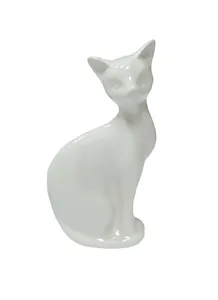 Фигурка Кошка белая (13см) (керамика) (390-456)