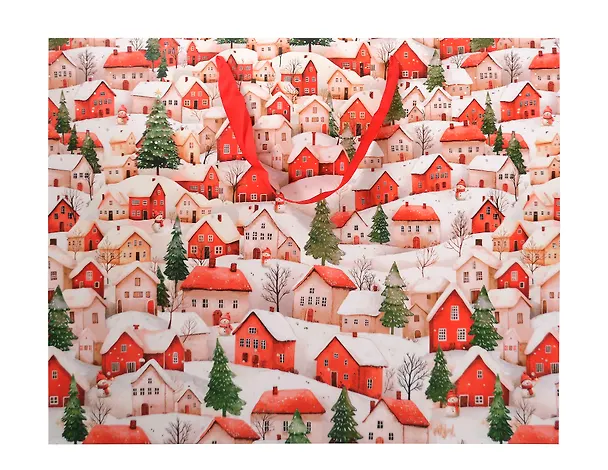 Пакет А3+ 50*40*25 "Домики в снегу" Новый год, бум.ламинат 3129136 — 3