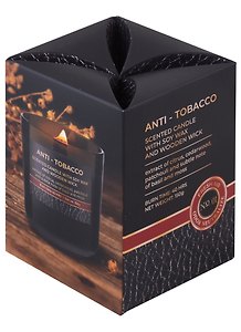 Ароматизированная свеча в стакане фитиль деревянный Антитабак (Anti Tabacco) (150гр) (подарочная упаковка)