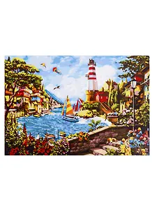 Набор д/творчества Рыжий кот Палитра. Холст с красками 40х50см по номер. в кор. (20цв.) Маяк в солнечном городе ХК-5863