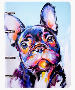 Тетрадь 100л "Французский бульдог" на кольцах, мел.картон, твин-лак, квадр.корешок, скругл.углы