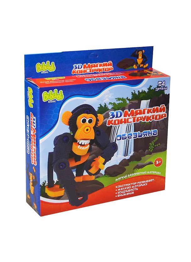 3D Мягкий конструктор Обезьяна (BEB0706-002) (54 дет.) (Bebelot) (3+) 2403717 — 1