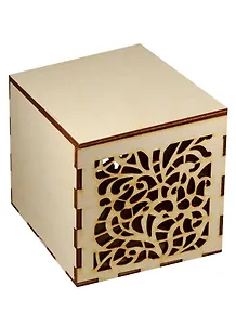 Чайная коробка-шкатулка маленькая Узор (101х96х96) (162807) (игрушка из дерева) (Полноцвет)