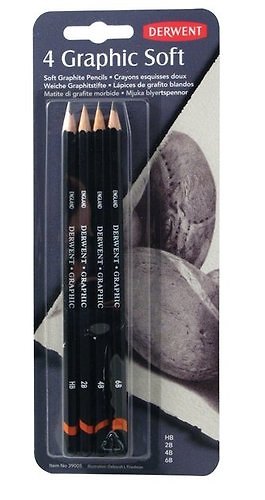 Набор чернографитных карандашей Derwent Graphic Soft 4шт 6B/4B/2B/HB в блистере 354139 — 1