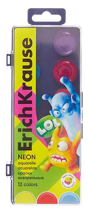 Краски акварельные 12цв "Jolly Friends Neon" пласт.коробка, европодвес 3111865