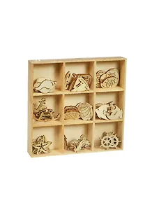 Набор деревянных элементов для творч. Морская жизнь (DT-006) (45шт) (Рукоделие) (коробка)