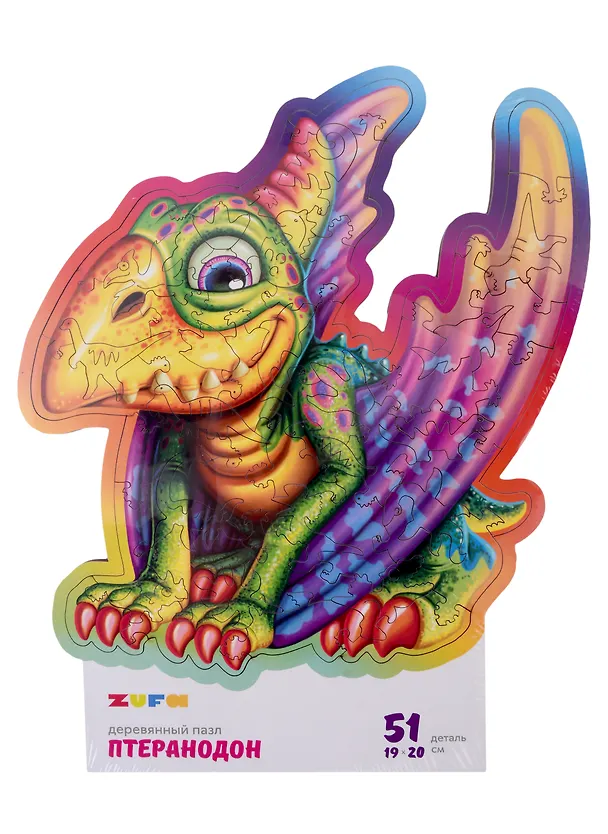 Деревянный фигурный пазл «Птеранодон» kids S, 51 деталь 2975853 — 1