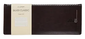 Планинг дат. 2025г. 56л "Silver classic" коричневый, 7Б, тв.переплет, настольный, иск.кожа, термотиснение, тисн.фольгой, евроспираль, офсет, инд.уп