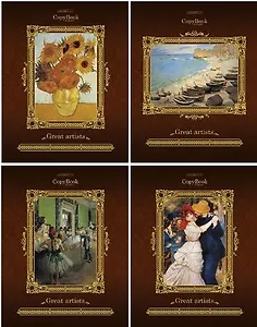 Тетрадь 80л кл. "Великие художники" гребень, тиснение фольгой, выб.лак, запечат.оборот и титул.лист, ассорти, Hatber