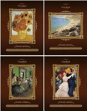 Тетрадь 80л кл. "Великие художники" гребень, тиснение фольгой, выб.лак, запечат.оборот и титул.лист, ассорти, Hatber 227323 — 1