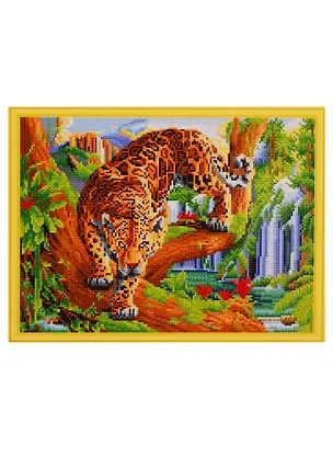 Алмазная мозаика ТМ Рыжий Кот (классич.) 40*50см Гепард на ветке, на подрамнике AC4029 2761252