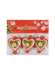 Новогодний Набор из 3-х прищепок Сердце с мешк. и пуговицей в пак. с хедер. (11069713) (12х10с