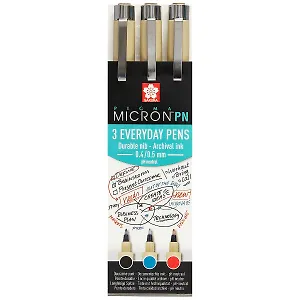 Ручки капиллярные 03цв Pigma Micron PN 0.4мм-0.5мм черный, синий, красный, Sakura