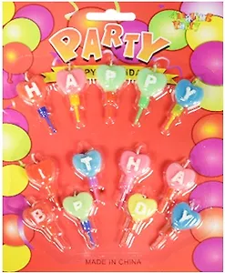 Набор свечей для торта Happy Birthday (сердечки) (блистер)