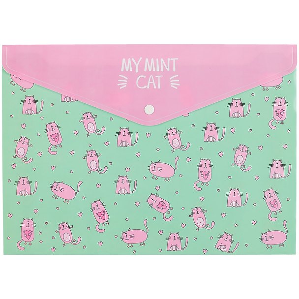Папка -конверт «My mint cat» А4 на кнопке 254395 — 1
