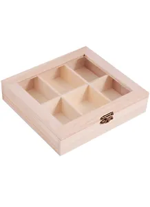 Органайзер со стеклом, 6 отделений, 14,5х18х3,8 см( дерево)