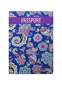 Обложка для паспорта Узор с завитушками на темно-синем фоне