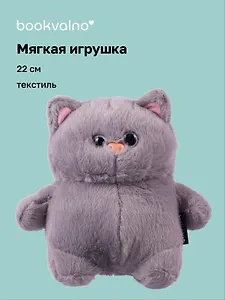 Мягкая игрушка Котик с щечками (серый) (22см) (12-0650-202411-T3) Bookvalno