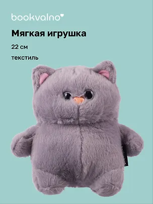 Мягкая игрушка Котик с щечками (серый) (22см) (12-0650-202411-T3) Bookvalno 3075166