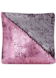 Подушка с пайетками розовая с серебром (3196) (37х37)