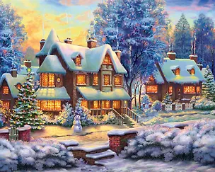 Алмазная мозаика Заснеженный дом, 30*40 см. 2875728