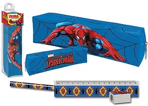 Пенал-тубус 1отд. "Spider-man" с наполнением (карандаш ч/гр с ластиком, линейка, точилка), пласт.подвес, Disney