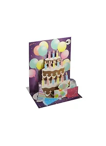3D открытка Шары и торт (Balloons and Cake) (музыка) (SS010) (14,5х19,5)