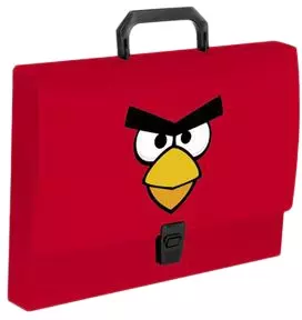 Портфель пластиковый А4 "Angry Birds" на замке, с ручкой, красный, Hatber — 230910 — 1