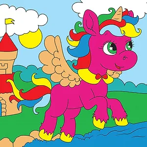 Холст с красками "Яркий единорог", 15 х 15 см