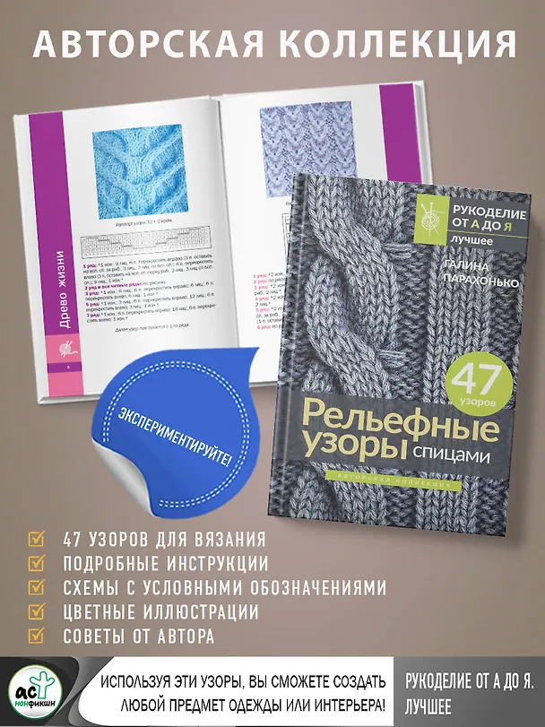 Книга Рельефные узоры спицами. Авторская коллекция (Галина Парахонько) — 8