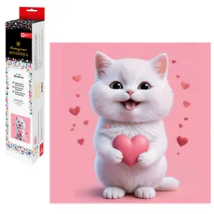 Алмазная мозаика "Котенок с сердечком" 30х30 см. 3115873