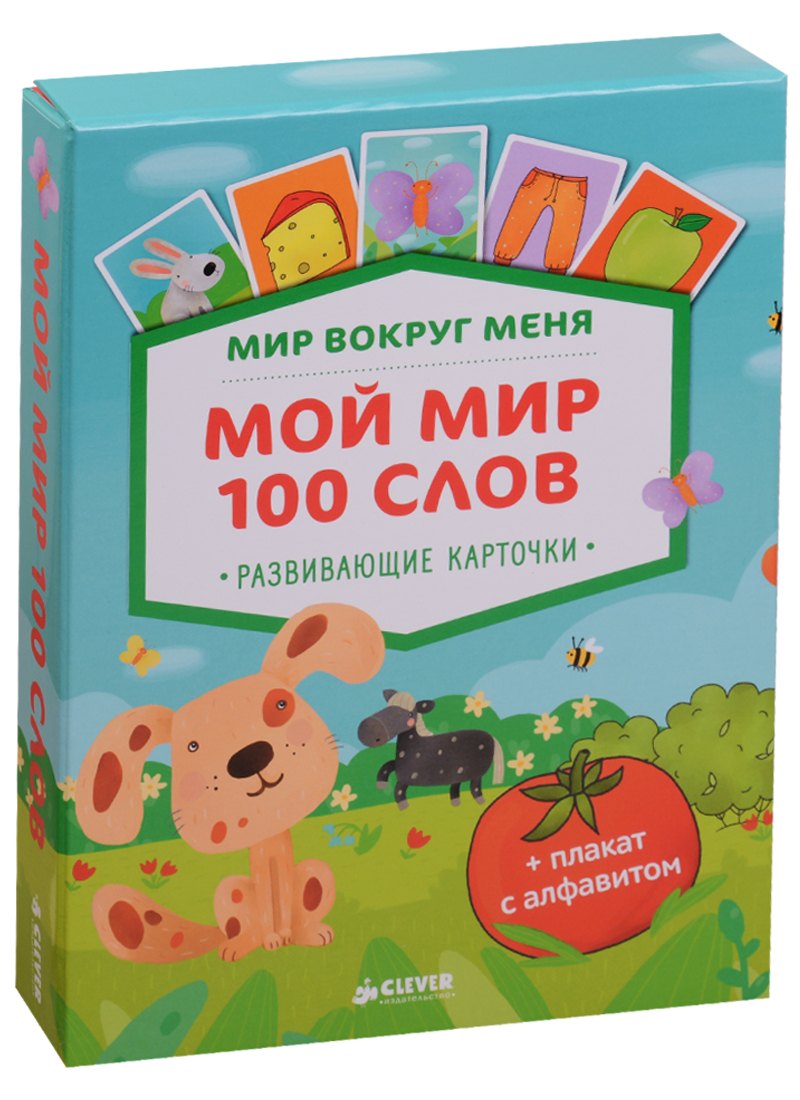 

Мир вокруг меня. Мой мир. 100 слов: развивающие карточки + Плакат с алфавитом