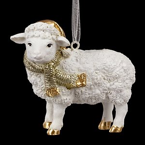 Новогоднее подвесное украшение ErichKrause Decor Овечка в золотом шарфе (7,5см) (66233)