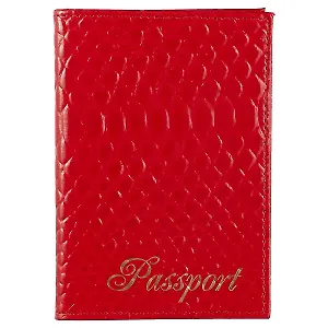 Обложка для паспорта «Питон», красная, натуральная кожа