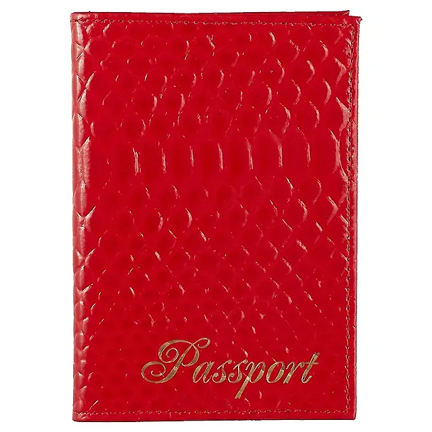 Обложка для паспорта «Питон», красная, натуральная кожа 249820 — 1