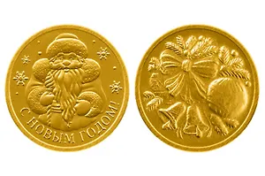 Шоколадные монеты Новогодние в банке, 6г